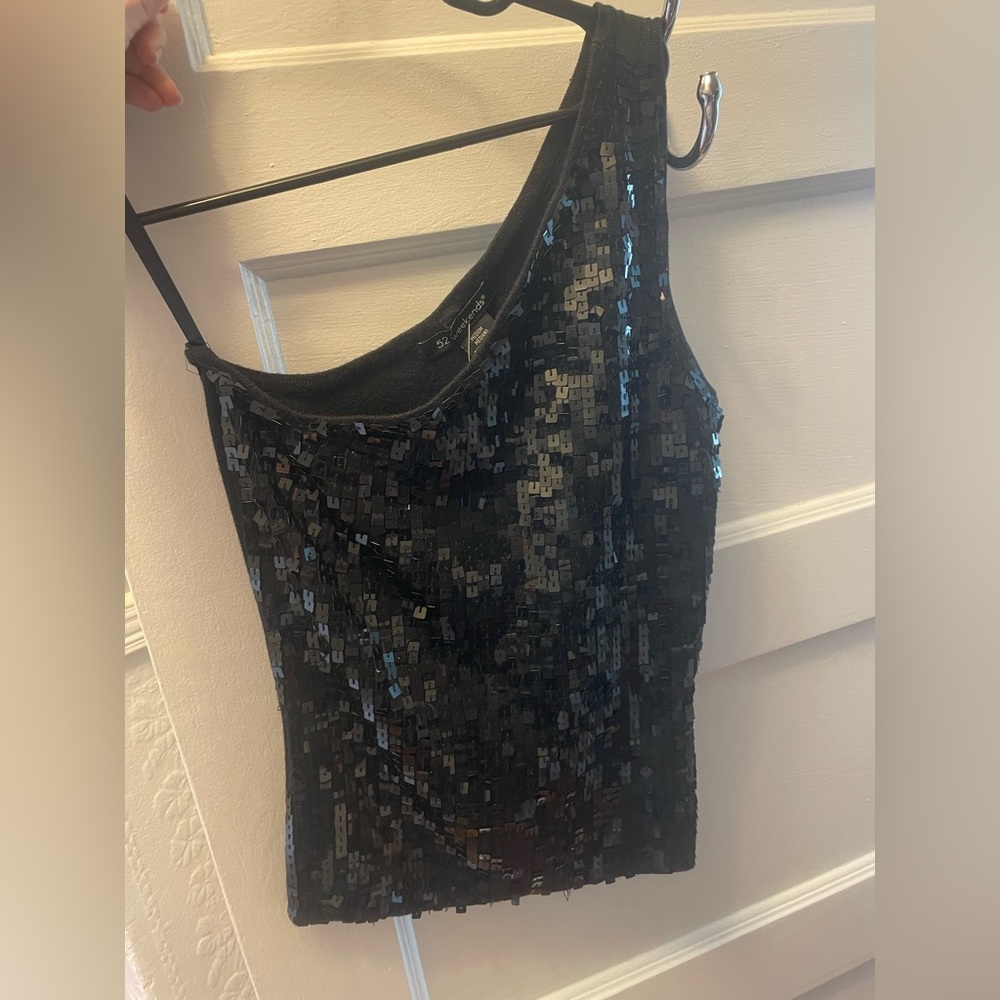 Black Sequin Tank Top